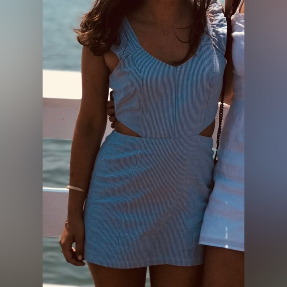 Blue and White Stripped Romper